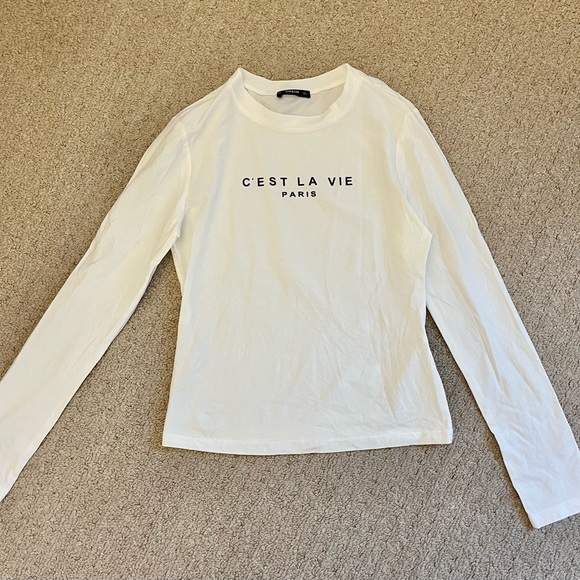 C’est La Vie white long sleeve shirt - Picture 1 of 1